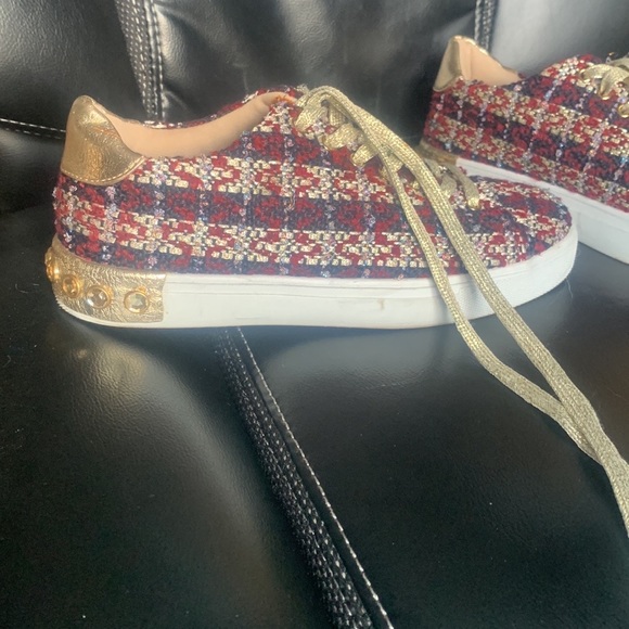 Moow size 37 European, excellent condition, Fabric plaid canvas and gold… - Picture 8 of 9